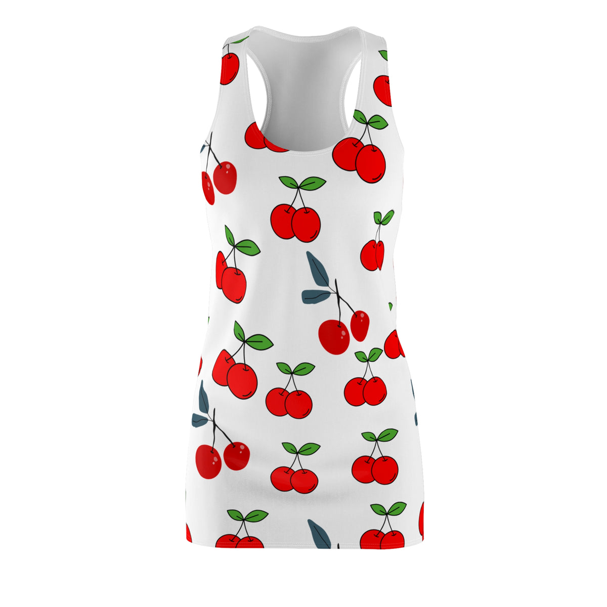 Cherry Blossom Racerback Dress, Summer Dress, Casual Dress, Beachwear, Fruit Pattern Dress, Everyday Wear