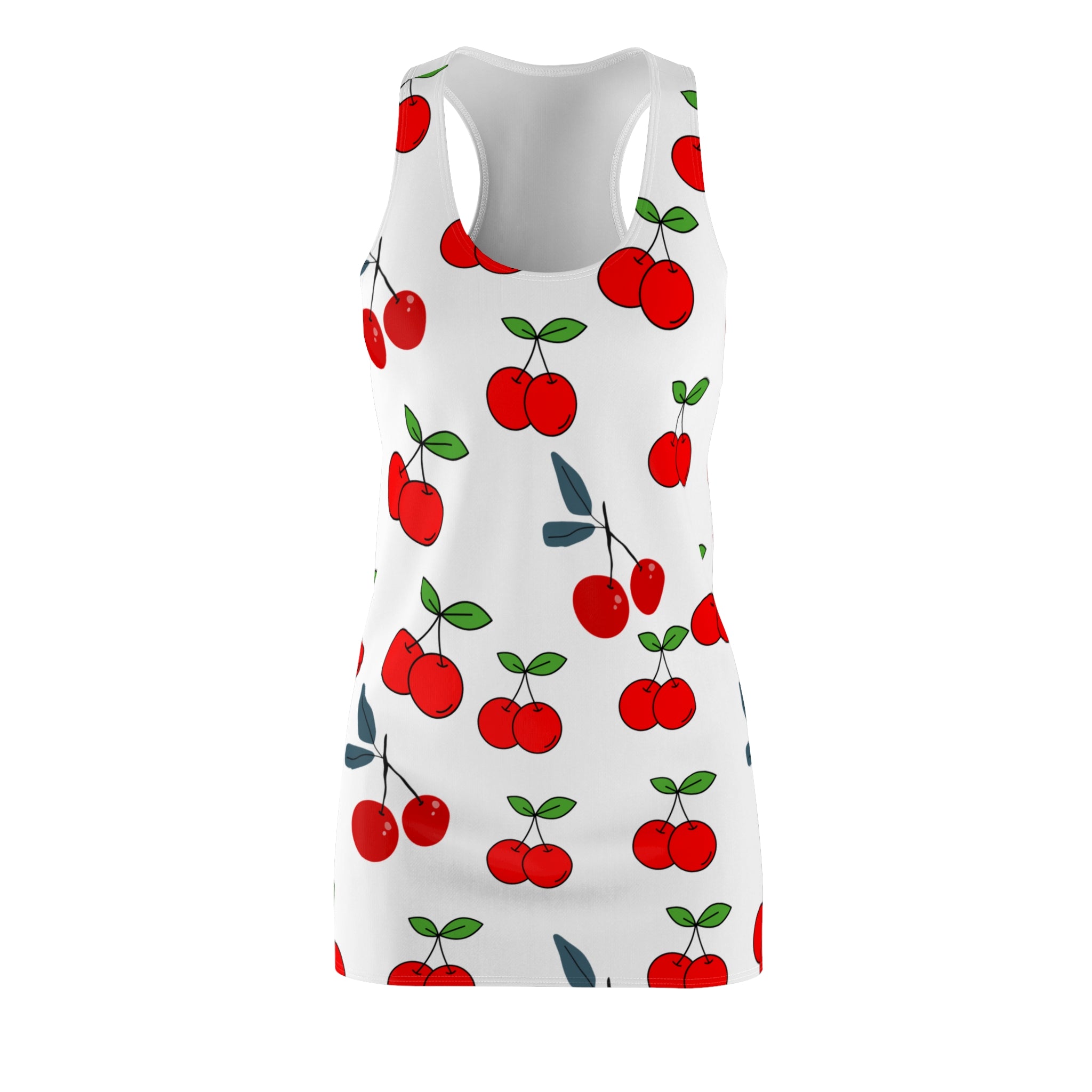 Cherry Blossom Racerback Dress, Summer Dress, Casual Dress, Beachwear, Fruit Pattern Dress, Everyday Wear