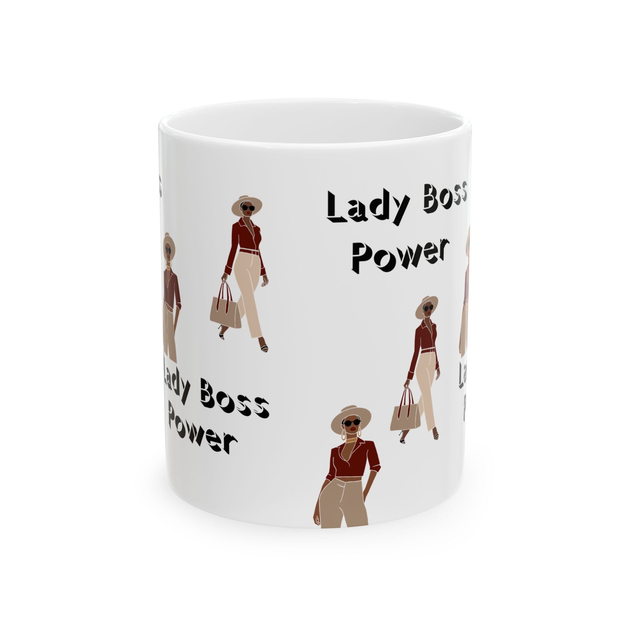Lady Boss Power Ceramic Mug - Inspirational Coffee Cup for Entrepreneurs, Office Gift, Motivational Tea Mug, Stylish Drinkware