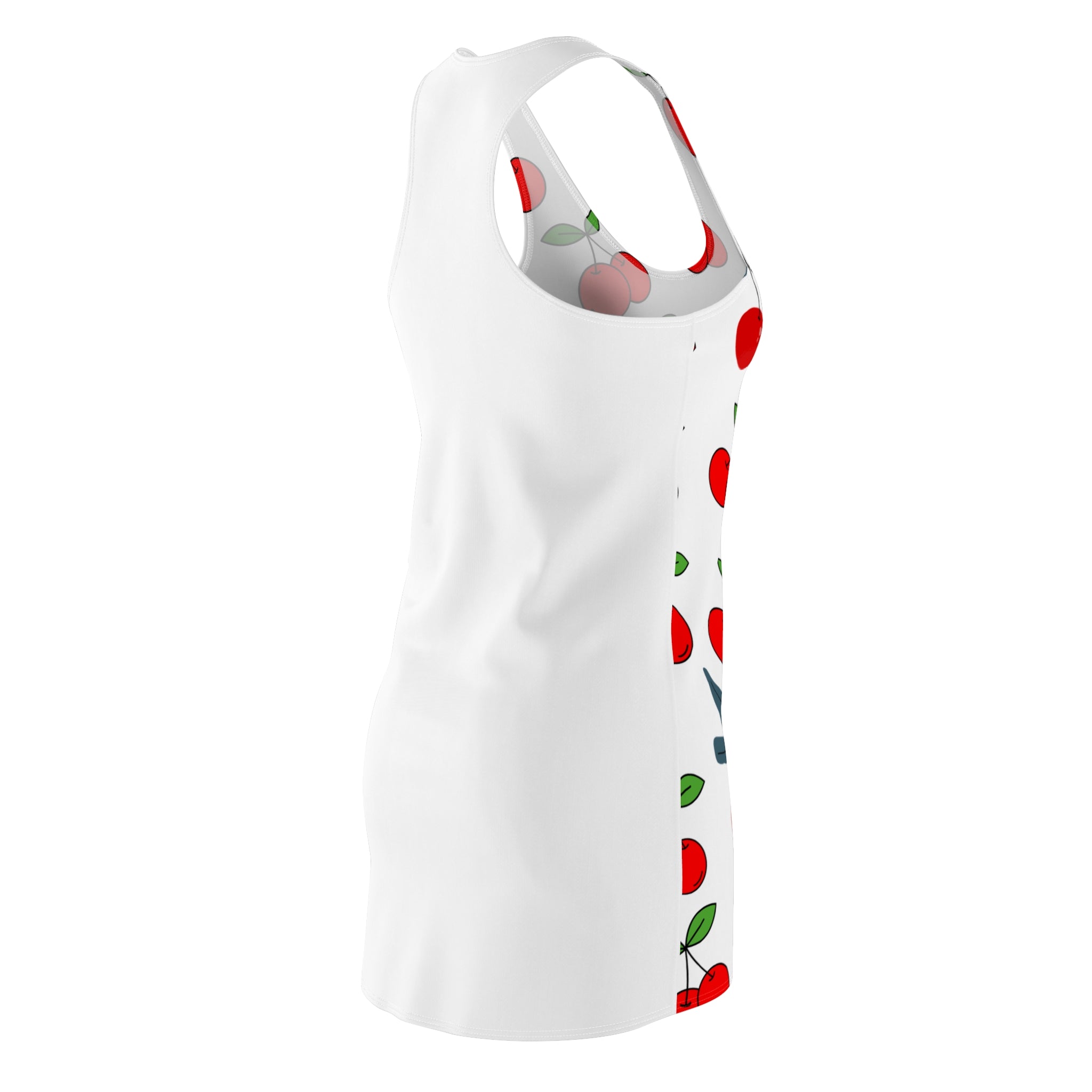 Cherry Blossom Racerback Dress, Summer Dress, Casual Dress, Beachwear, Fruit Pattern Dress, Everyday Wear