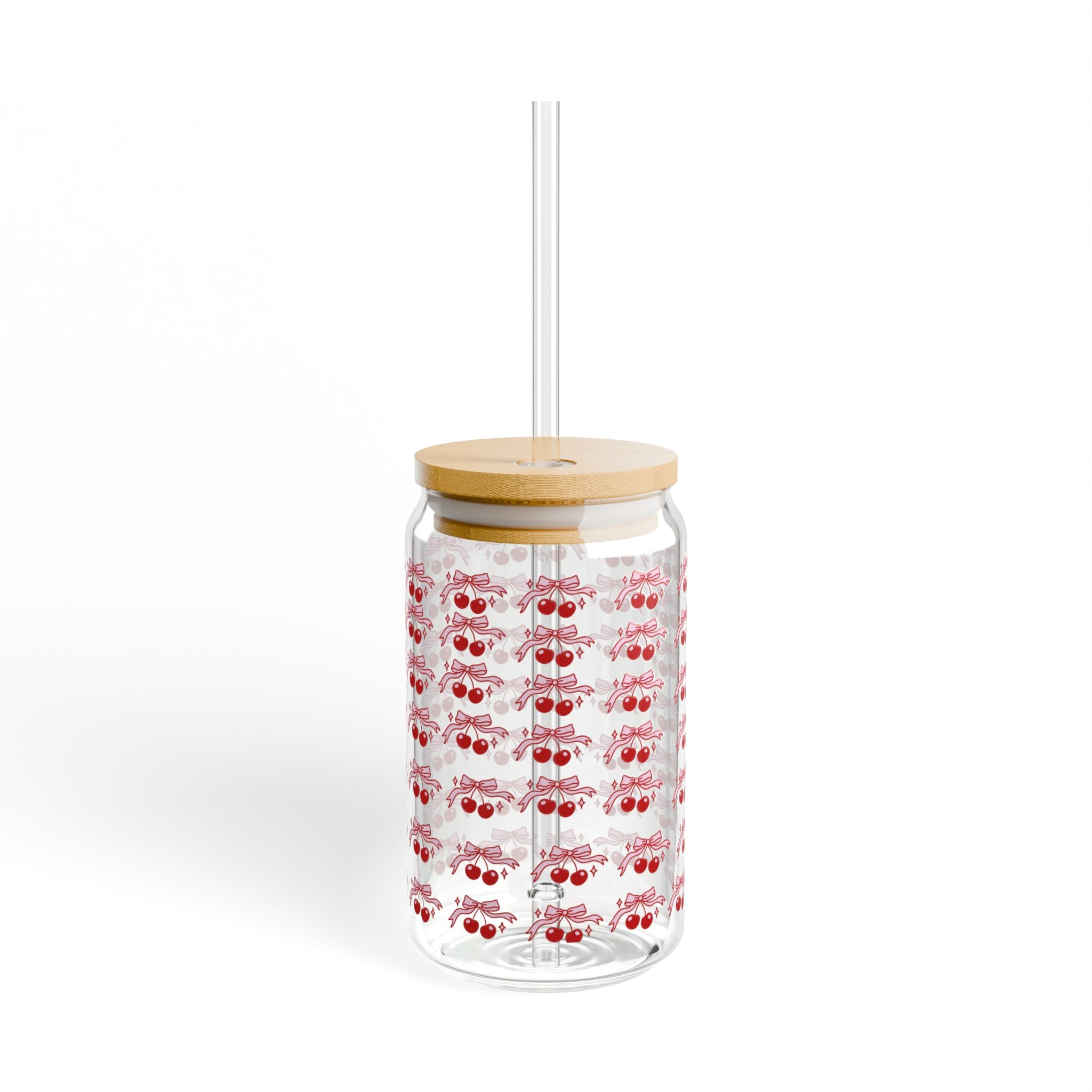 Cherry Blossom Sipper Glass, Eco-Friendly Drinkware, Summer Beverage Container, Cute Gift for Friends, Cute Party Decor, Reusable Straw