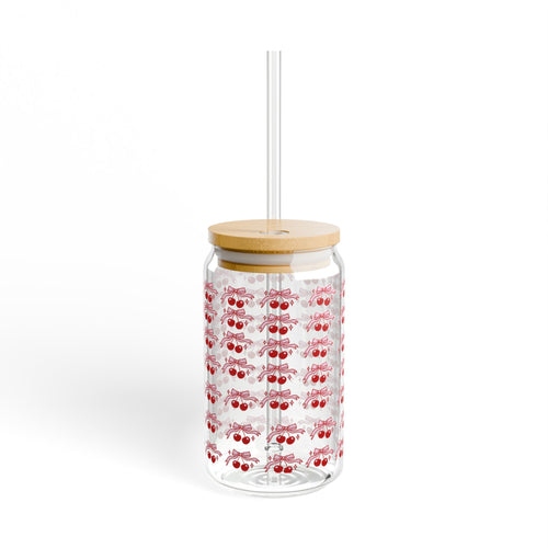 Cherry Blossom Sipper Glass, Eco-Friendly Drinkware, Summer Beverage Container, Cute Gift for Friends, Cute Party Decor, Reusable Straw