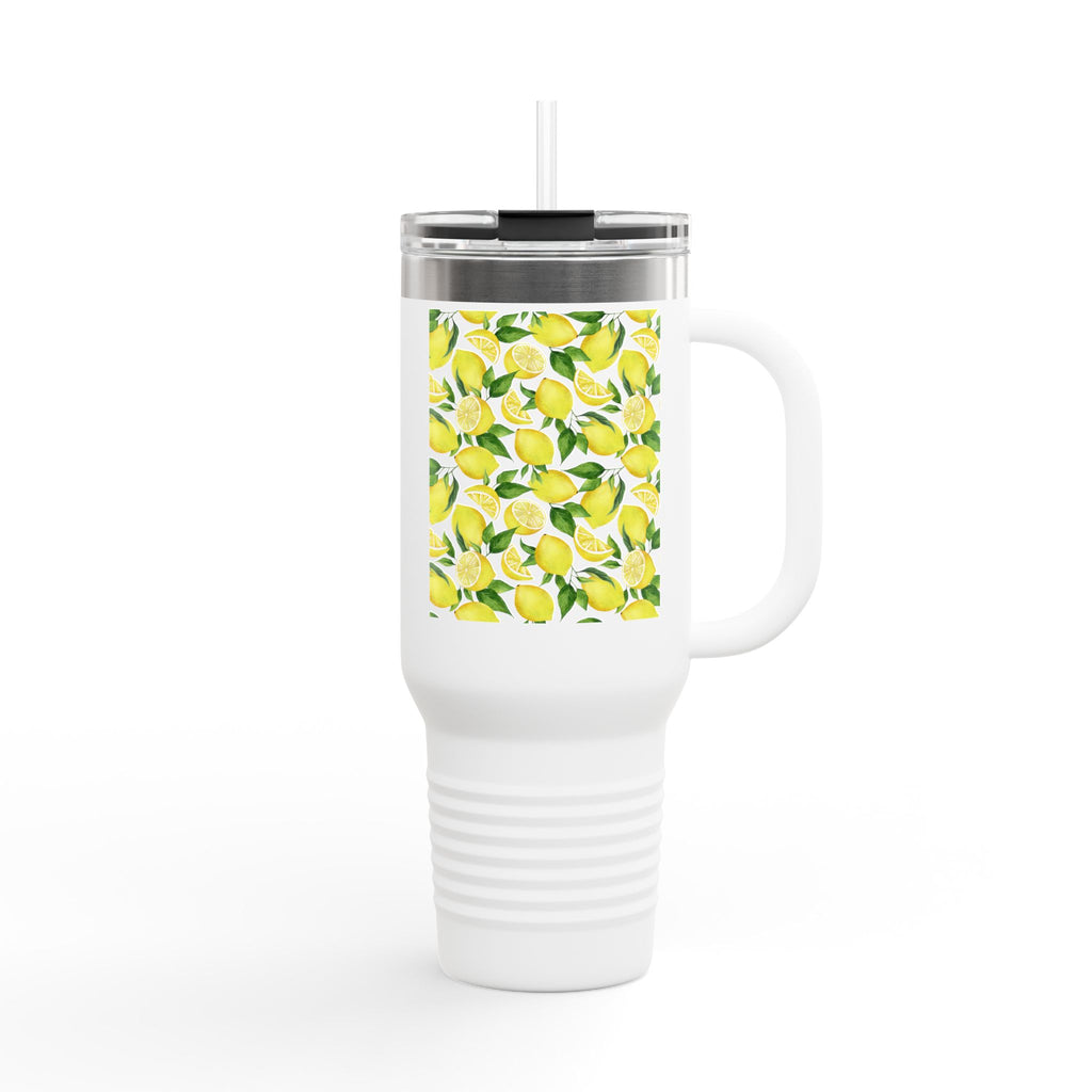 Lemon Blossom Insulated Travel Mug | 40oz | Perfect for Gifts, Eco-Friendly, Summer Vibes, Tea, Coffee, Outdoor Adventures, Beach