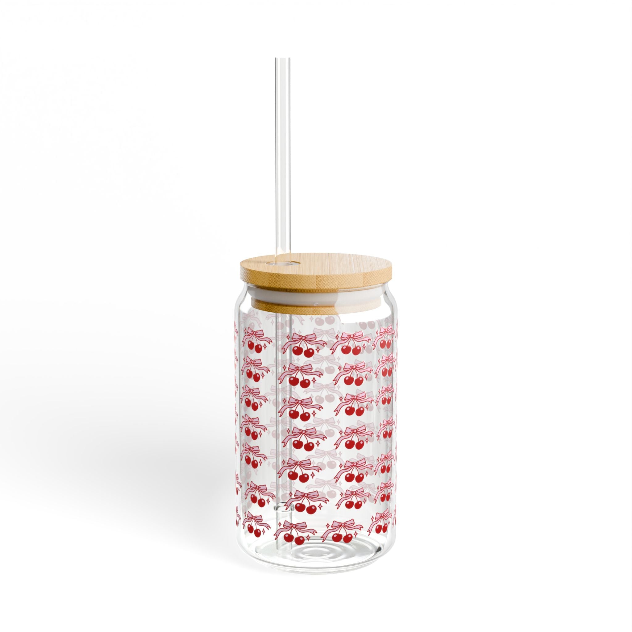 Cherry Blossom Sipper Glass, Eco-Friendly Drinkware, Summer Beverage Container, Cute Gift for Friends, Cute Party Decor, Reusable Straw
