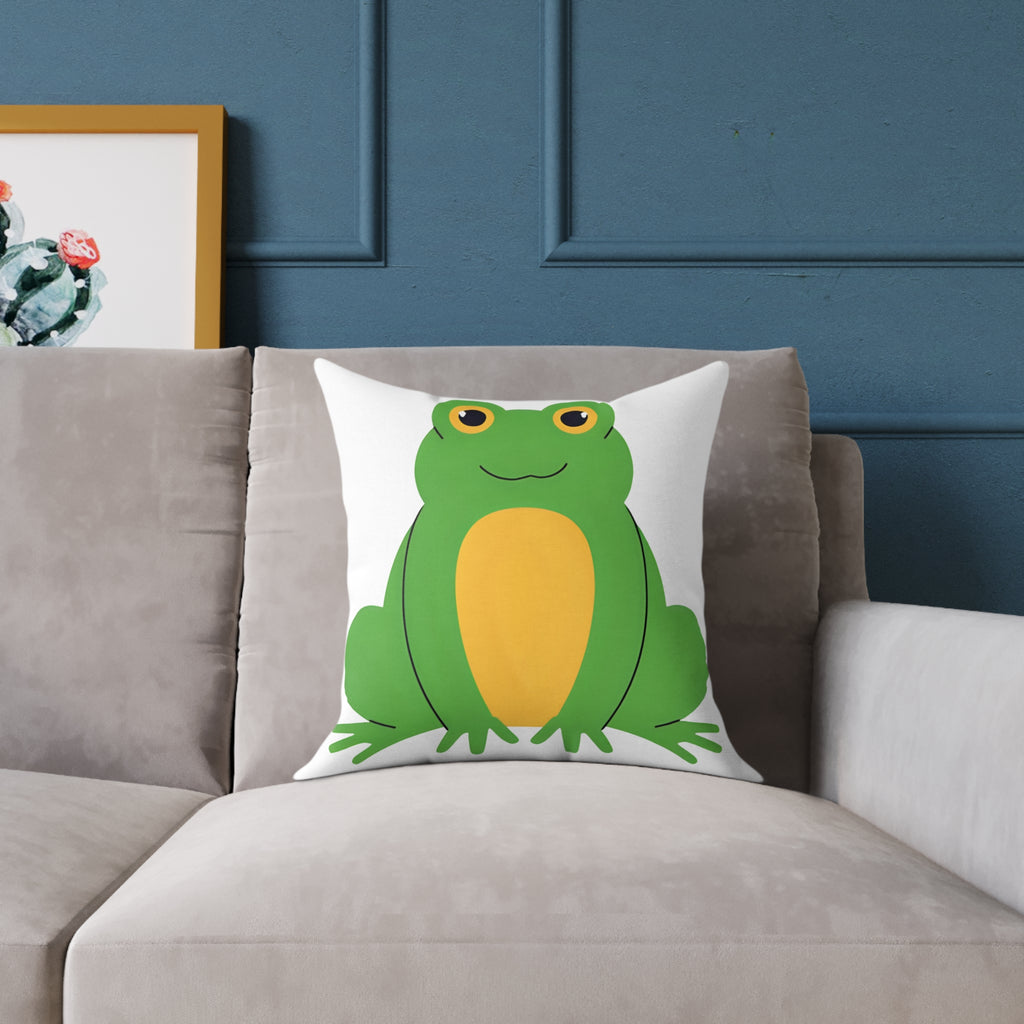 Frog-Themed Decorative Pillow, Fun Home Decor, Animal Pillow, Kid's Room Accent, Gift for Nature Lovers