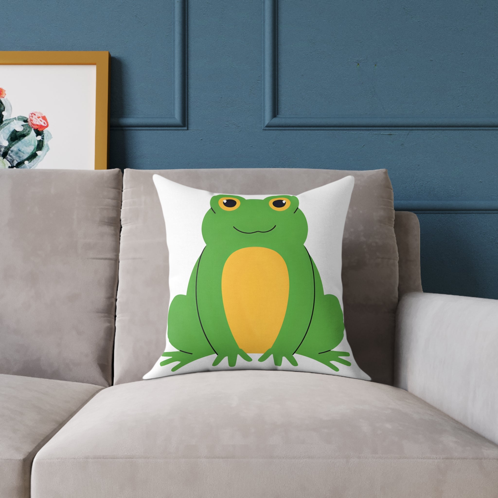 Frog-Themed Decorative Pillow, Fun Home Decor, Animal Pillow, Kid's Room Accent, Gift for Nature Lovers