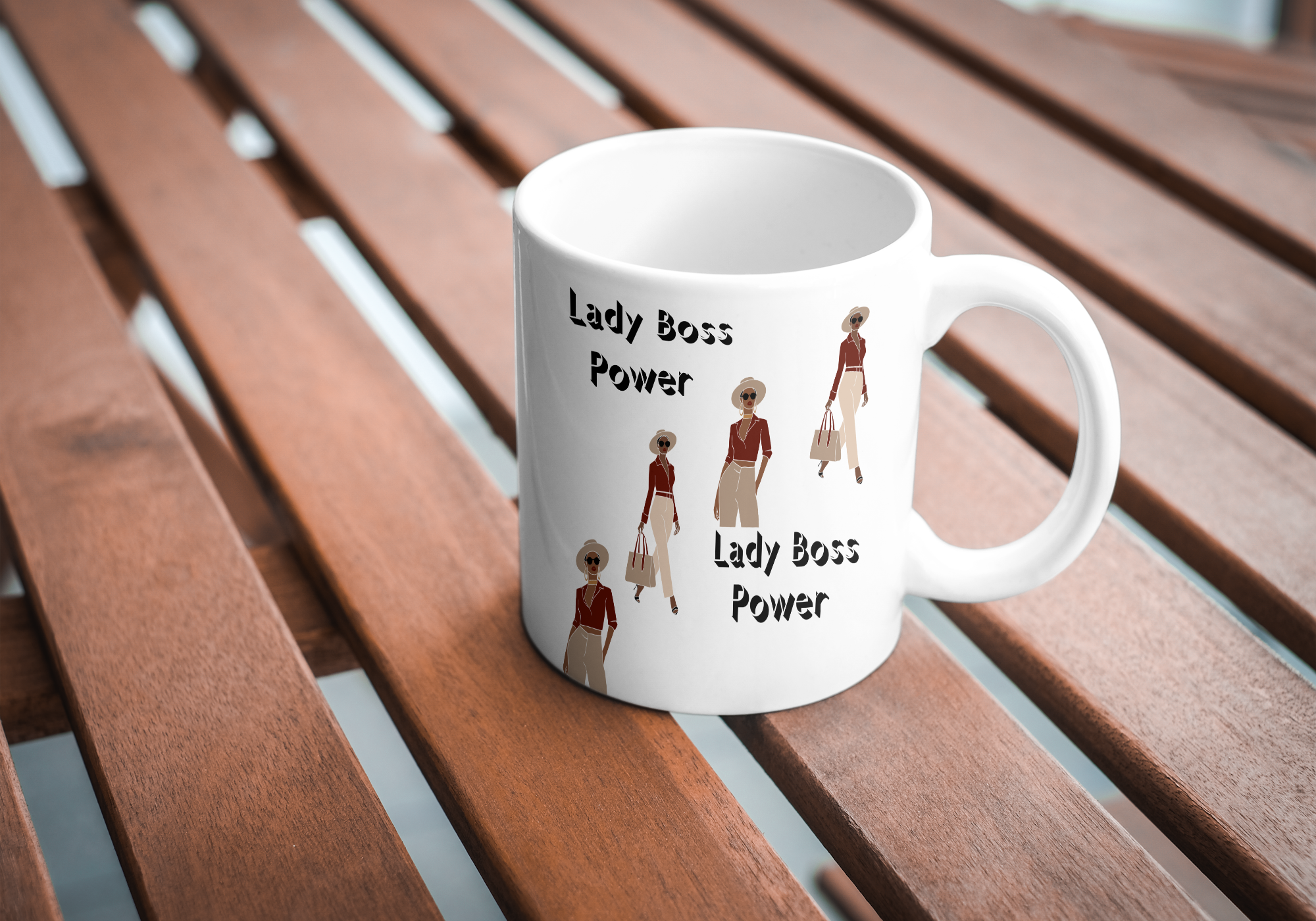 Lady Boss Power Ceramic Mug - Inspirational Coffee Cup for Entrepreneurs, Office Gift, Motivational Tea Mug, Stylish Drinkware