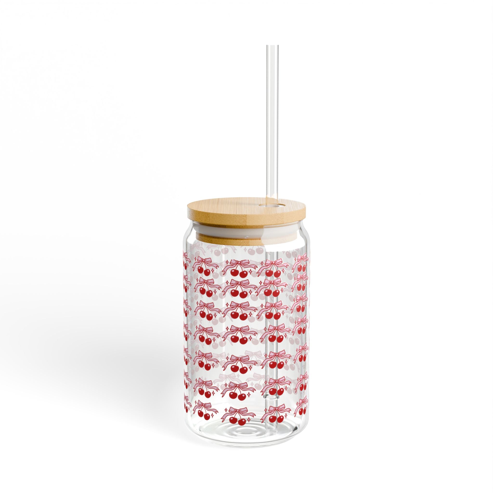 Cherry Blossom Sipper Glass, Eco-Friendly Drinkware, Summer Beverage Container, Cute Gift for Friends, Cute Party Decor, Reusable Straw
