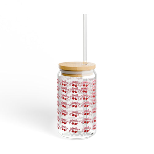 Cherry Blossom Sipper Glass, Eco-Friendly Drinkware, Summer Beverage Container, Cute Gift for Friends, Cute Party Decor, Reusable Straw
