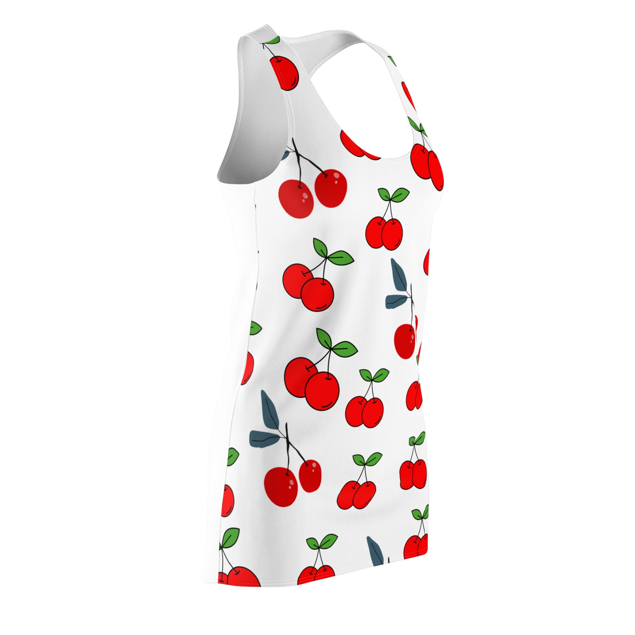 Cherry Blossom Racerback Dress, Summer Dress, Casual Dress, Beachwear, Fruit Pattern Dress, Everyday Wear